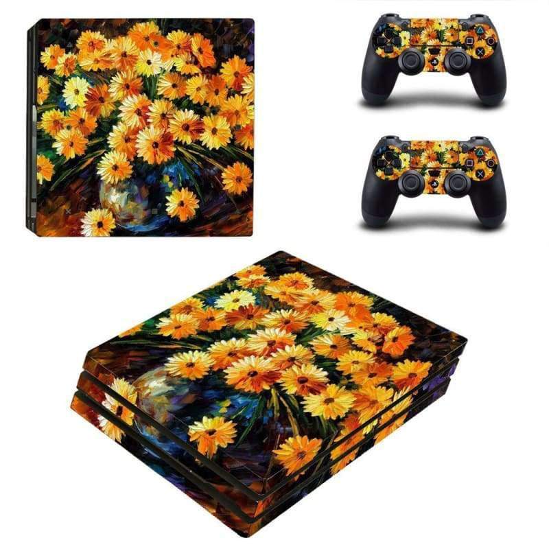 Flowers Oil Painting PS4 Pro Skin Sticker Cover