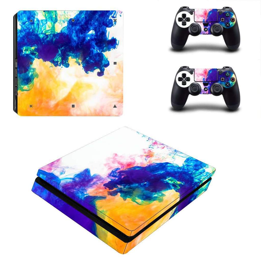 Colors Flames PS4 Slim Skin Sticker Decal