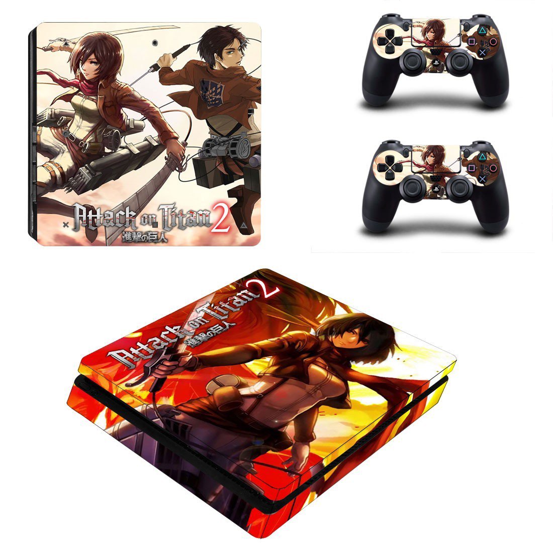 PS4 Slim And Controllers Skin Cover Attack On Titan 2 Design 3
