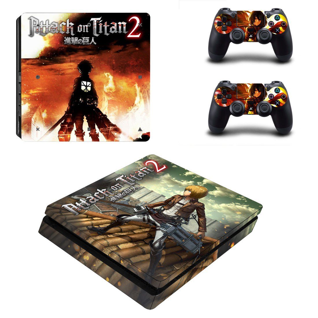 PS4 Slim And Controllers Skin Cover Attack On Titan 2 Design 4
