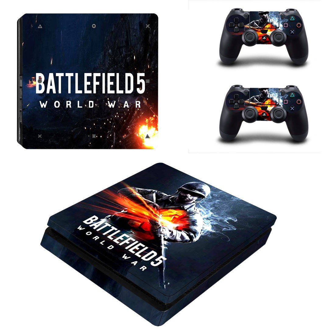 PS4 Slim And Controllers Skin Cover Battlefield 5 Design 1