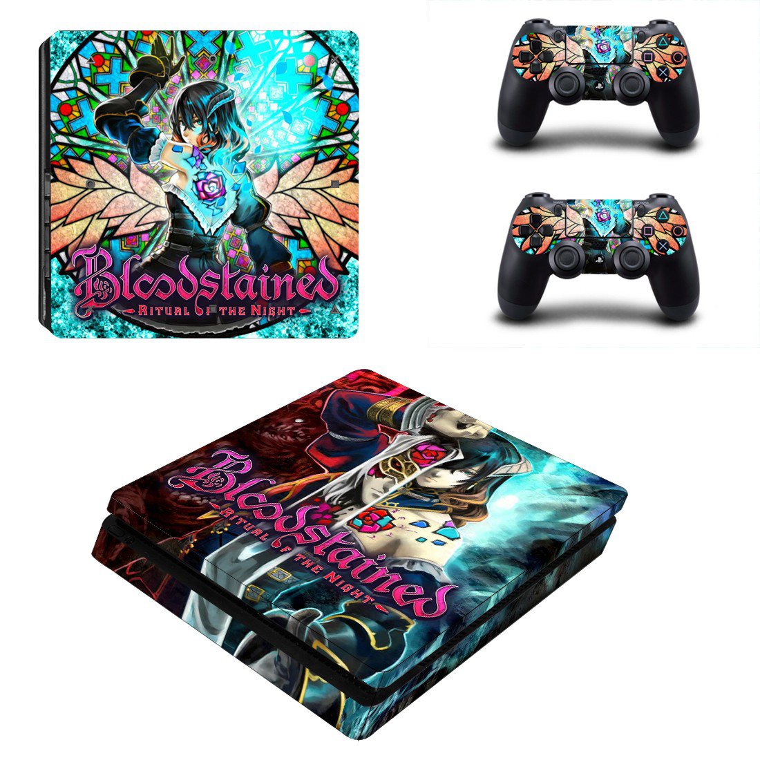 PS4 Slim And Controllers Skin Cover Bloodstained Ritual of the Night Design 1
