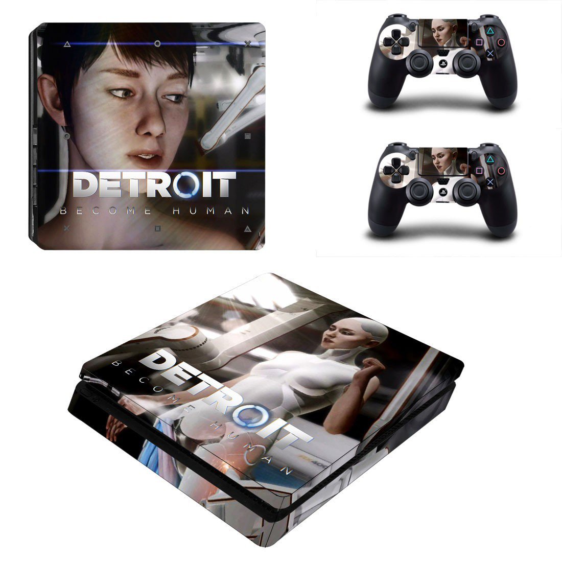 PS4 Slim And Controllers Skin Cover Detroit Become Human