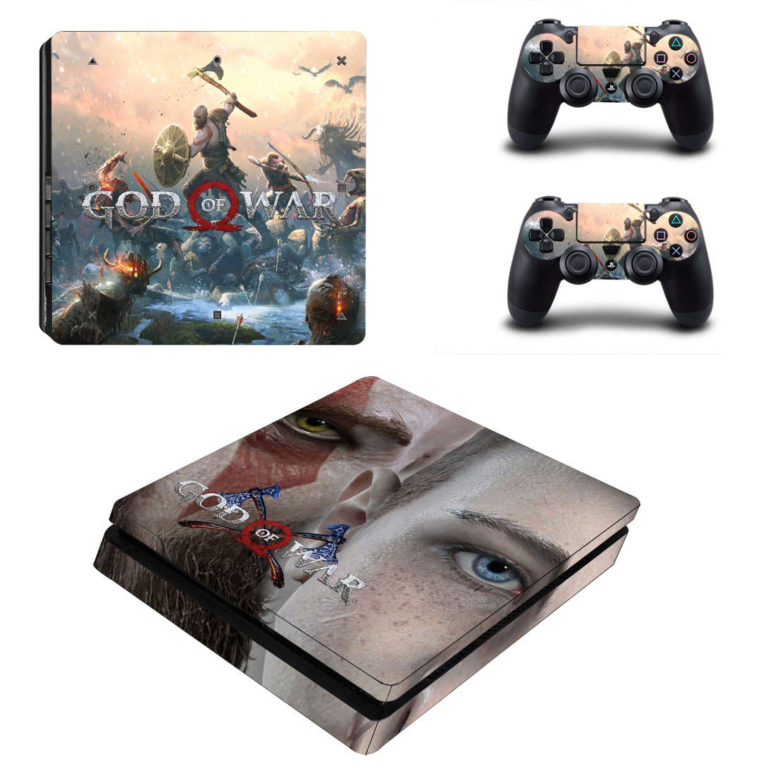 PS4 Slim And Controllers Skin Cover God Of War 4 Design 4