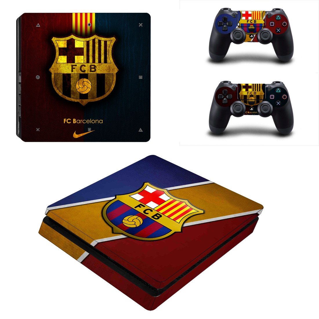 PS4 Slim And Controllers Skin Sticker - FC Barcelona