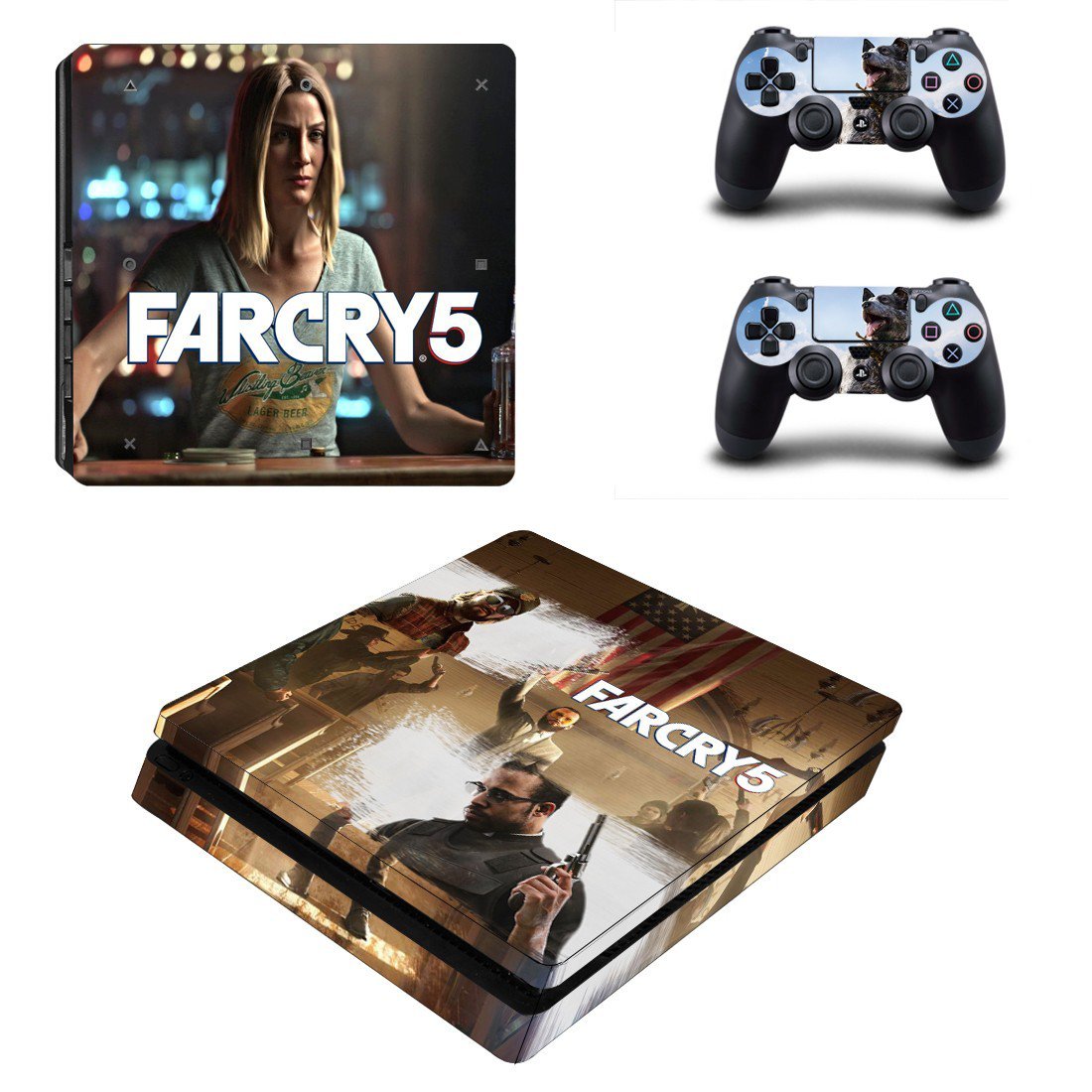 PS4 Slim And Controllers Skin Sticker - Far Cry 5