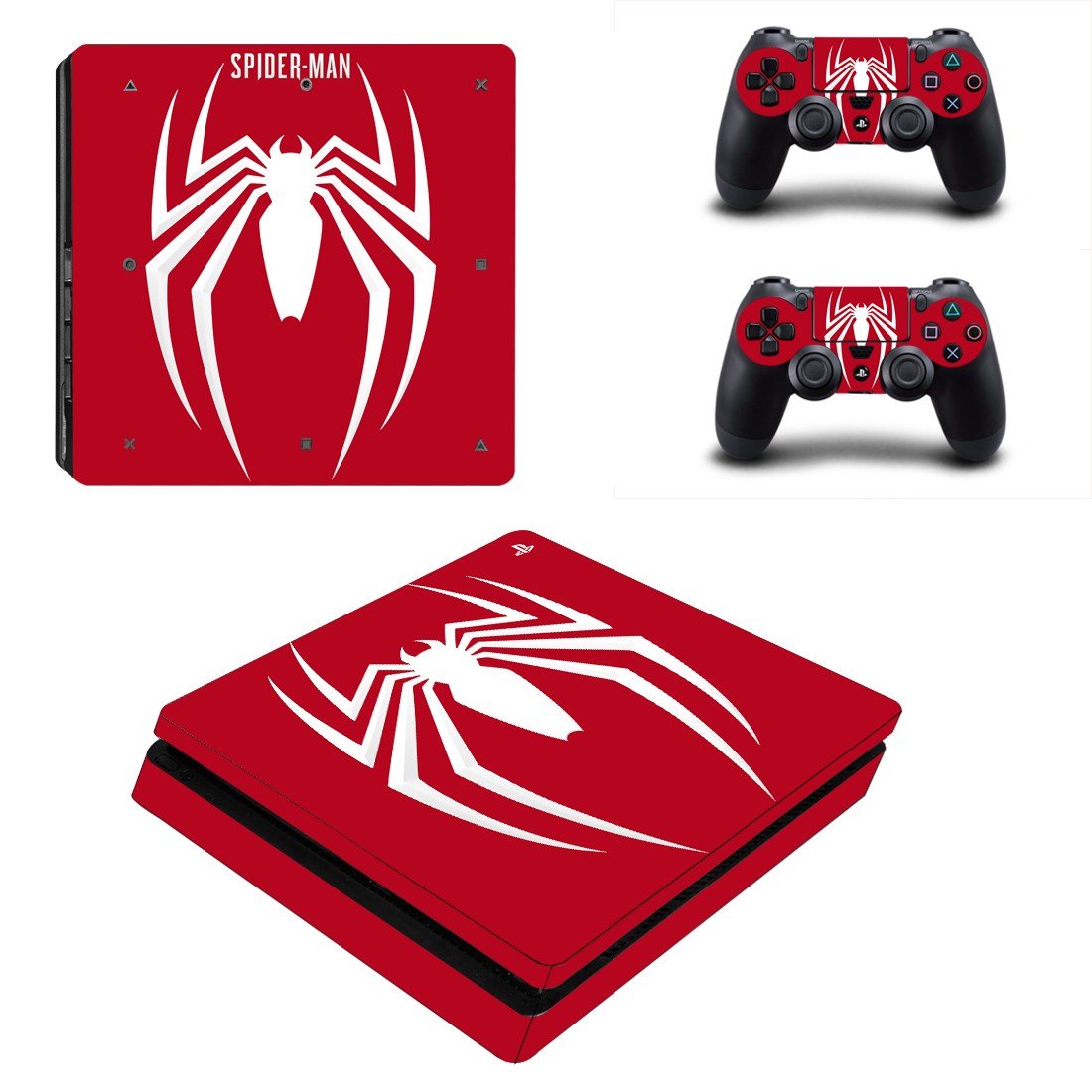 PS4 Slim And Controllers Skin Sticker - Spider Man