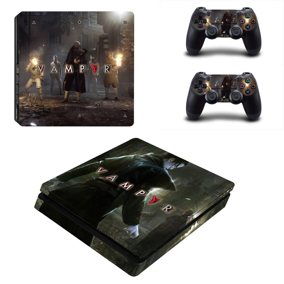 PS4 Slim And Controllers Skin Sticker - Vampyr
