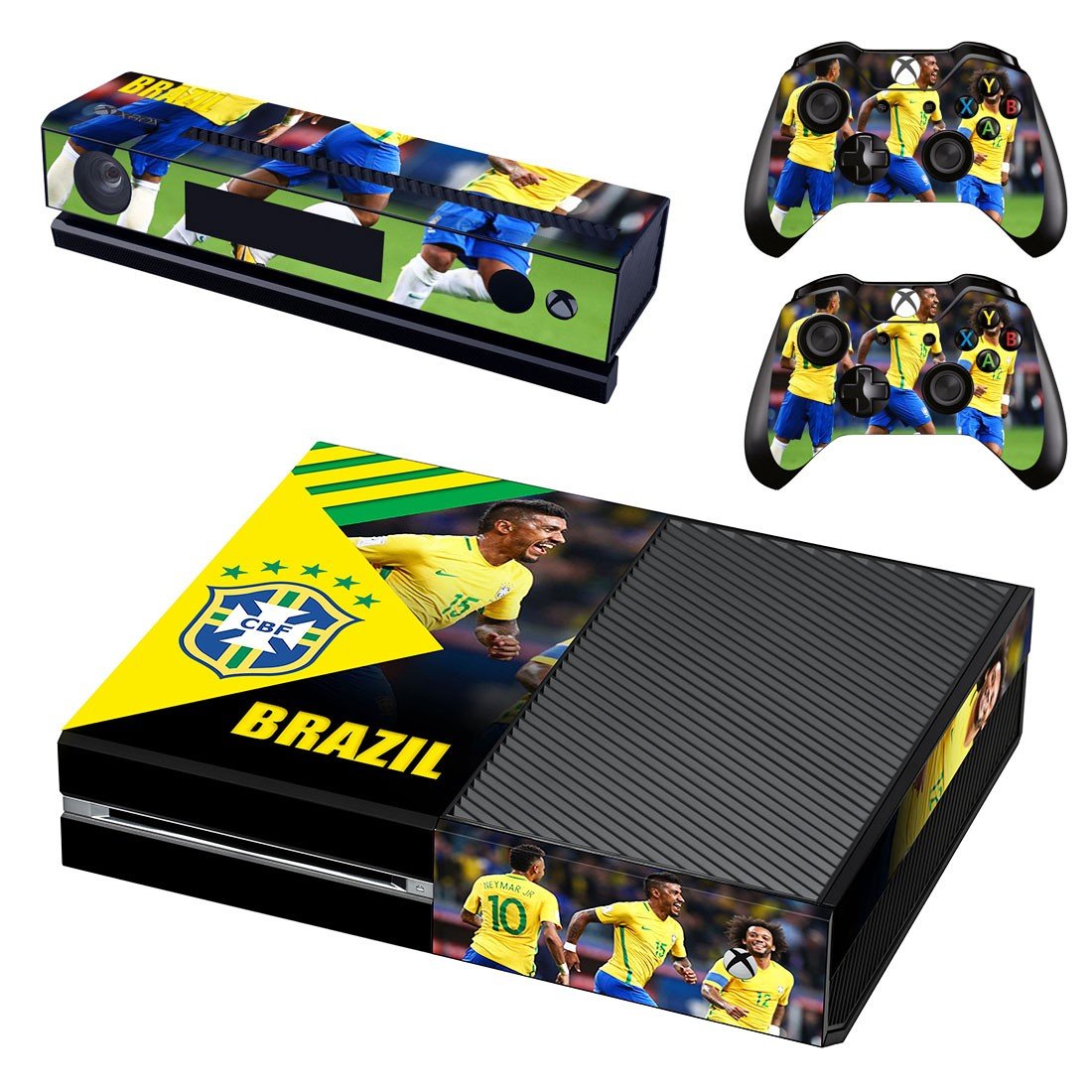 Xbox One And Controllers Skin Sticker - Brazilian Football Confederation