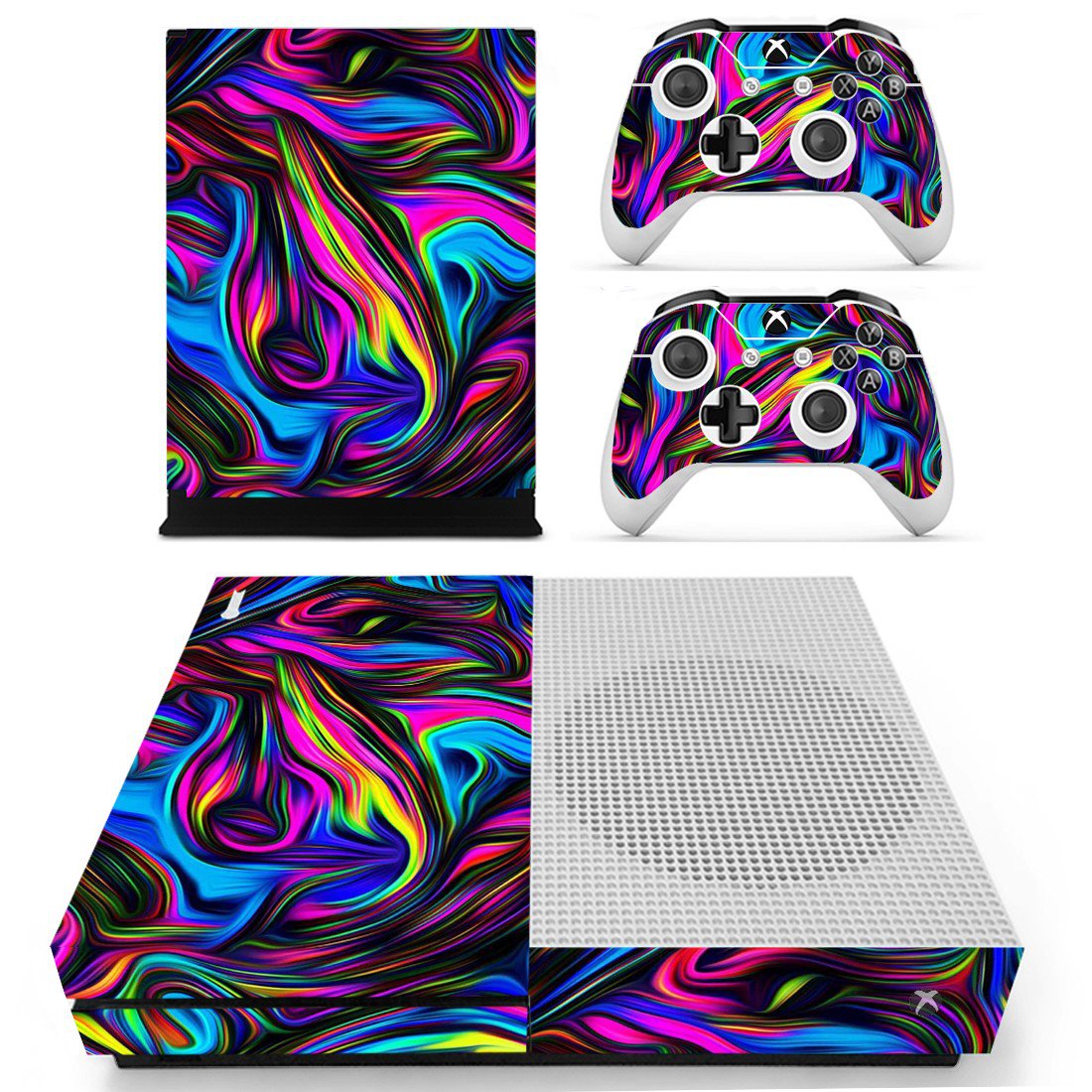 Xbox One S And Controllers Skin Sticker - Abstraction Design 2