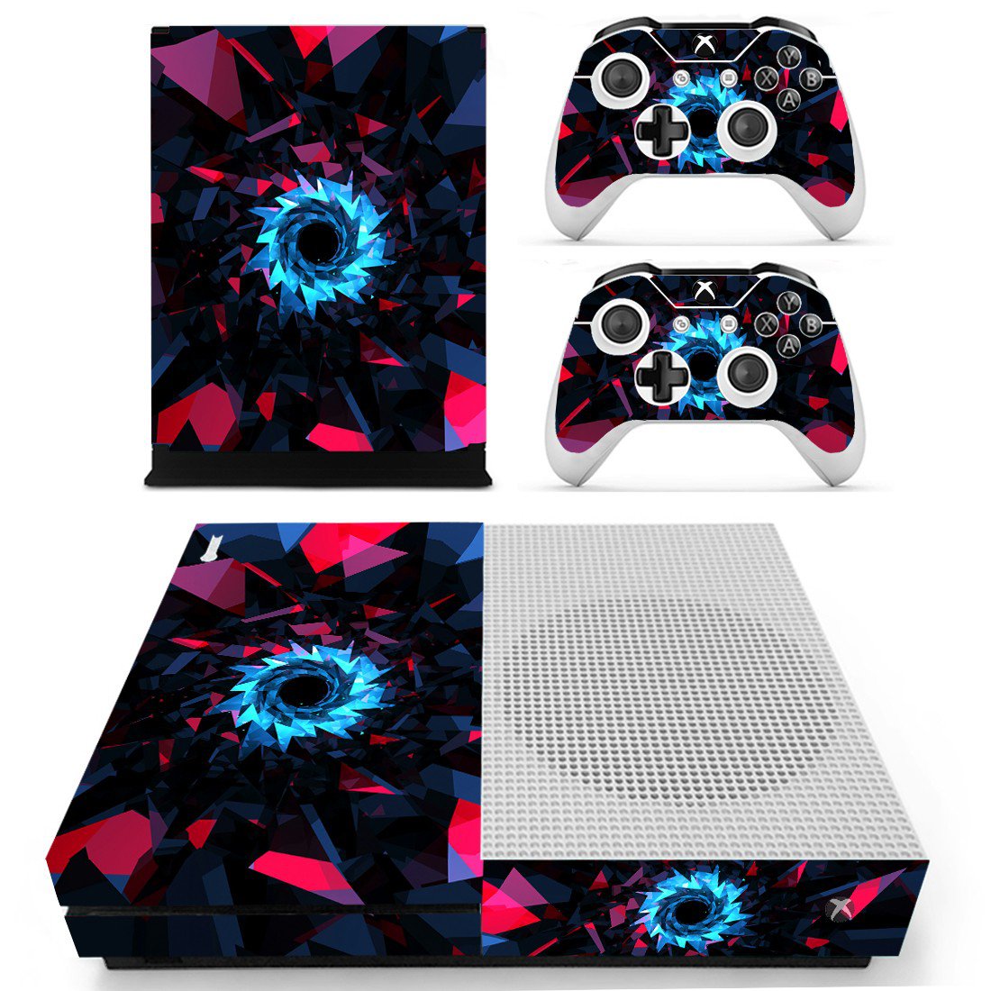 Xbox One S And Controllers Skin Sticker - Abstraction Design 6