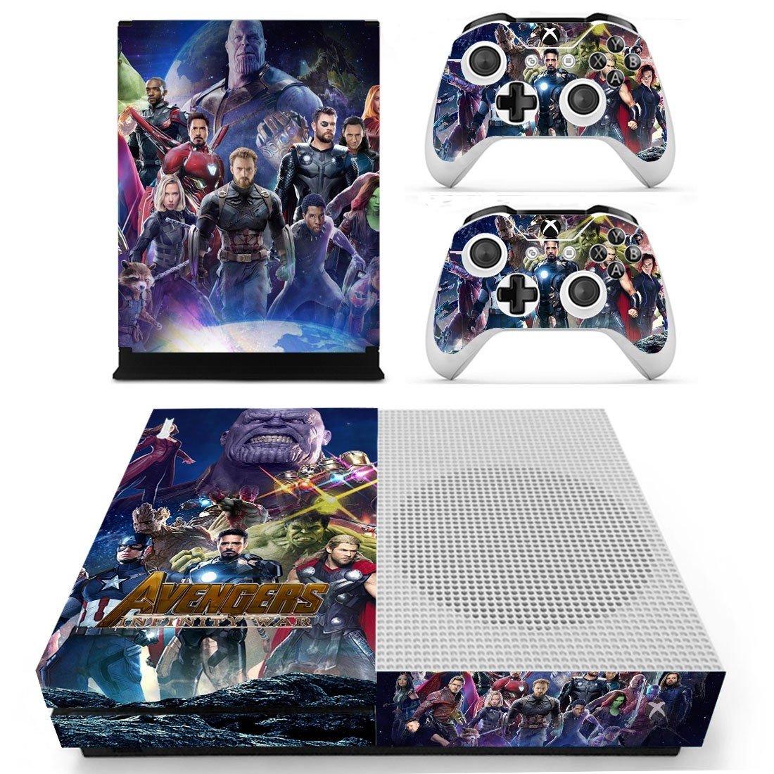 Xbox One S And Controllers Skin Sticker - Avengers Infinity War