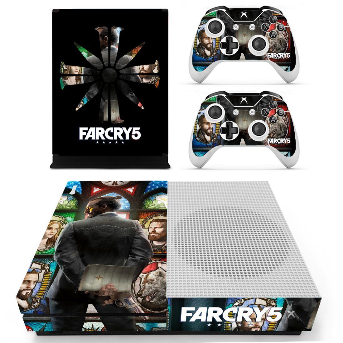 Xbox One S And Controllers Skin Sticker - Far Cry 5