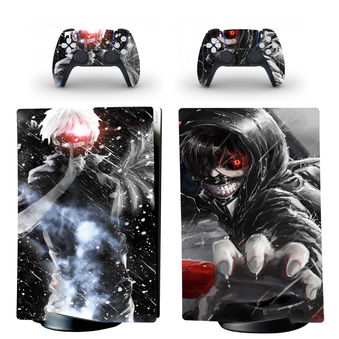 Ken Kaneki Skin Sticker Decal For PS5 Digital Edition And Controllers Design 1