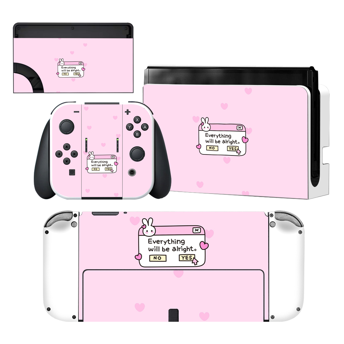 Pink Rabbit Pattern Nintendo Switch OLED Skin Sticker Decal 