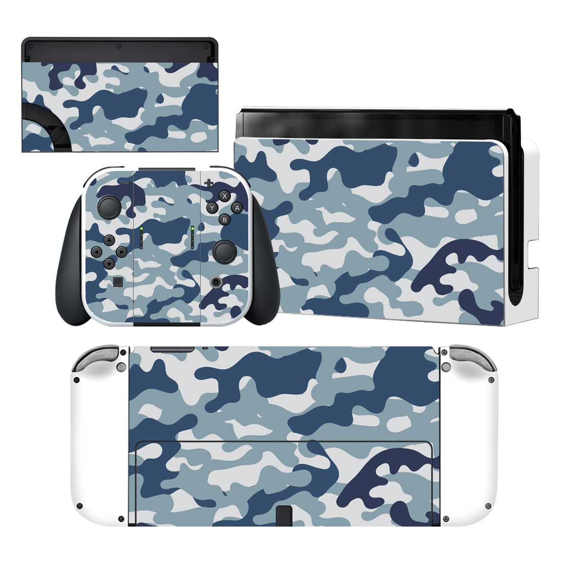 Blue And White Camouflage Nintendo Switch OLED Skin Sticker Decal