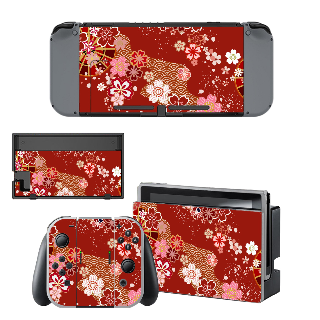 Red Kimono Designs Skin Sticker For Nintendo Switch 