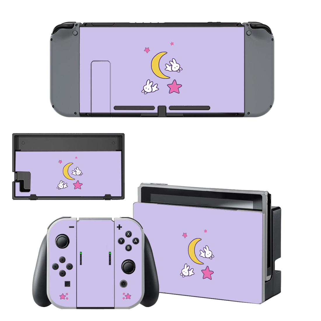 Rabbit Moon Star Fabric Nintendo Switch Skin Sticker Decal 