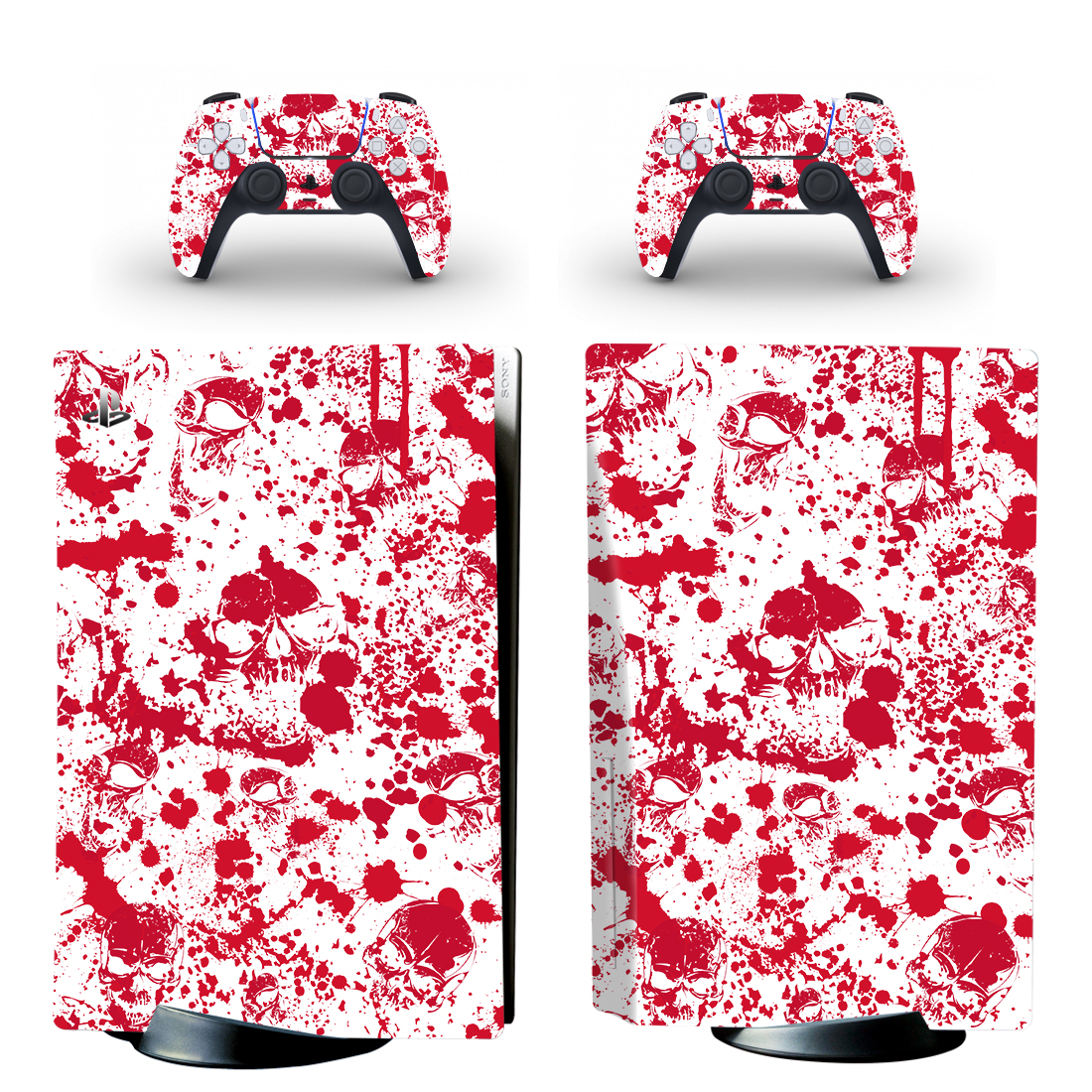 Blood Splatter Skull Pattern PS5 Skin Sticker