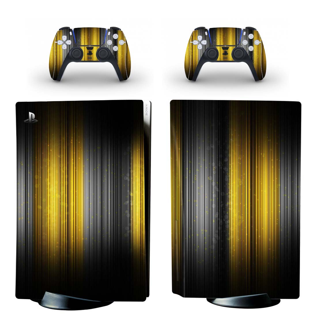 Abstract Yellow Stripe Lines On Black PS5 Skin Sticker