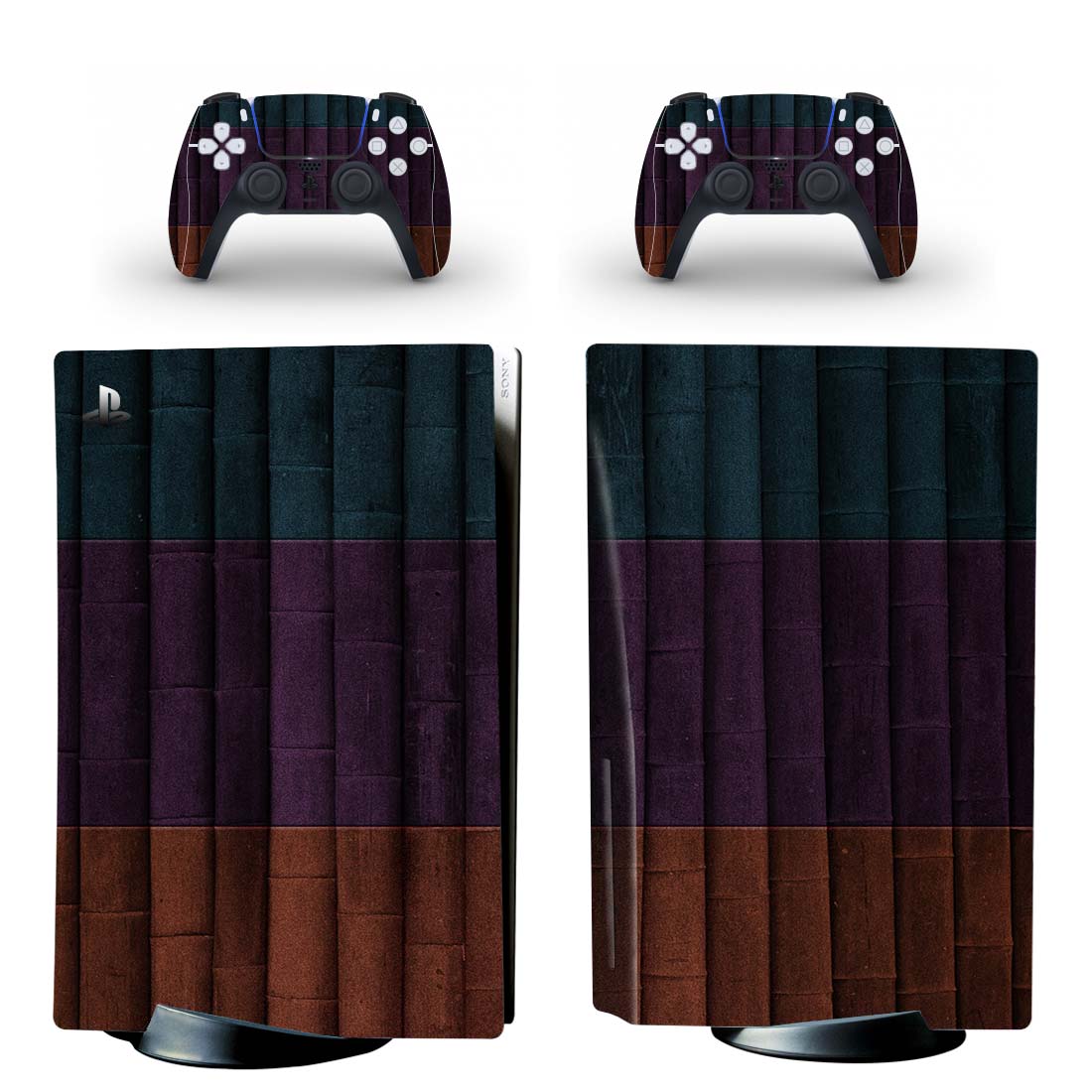Purple Brown And Blue Wood Texture PS5 Skin Sticker 