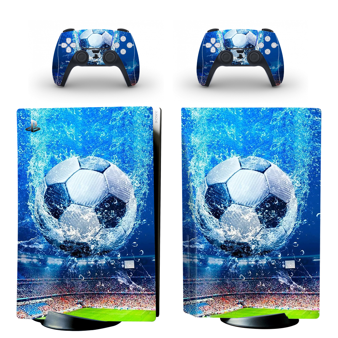 Soccer Ball Water Splash PS5 Skin Sticker