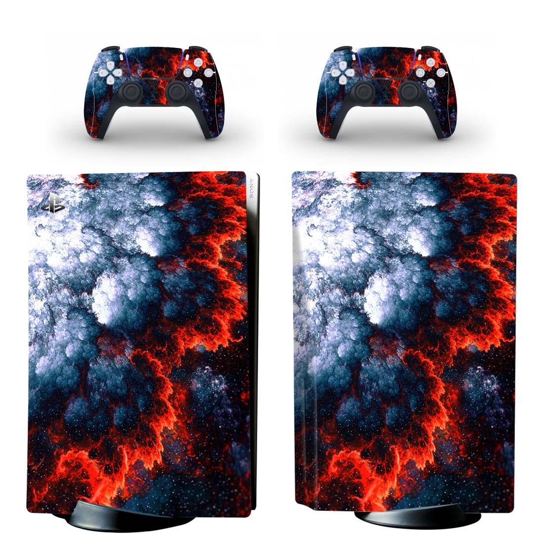 Fractal Red Atmosphere Space Art PS5 Skin Sticker