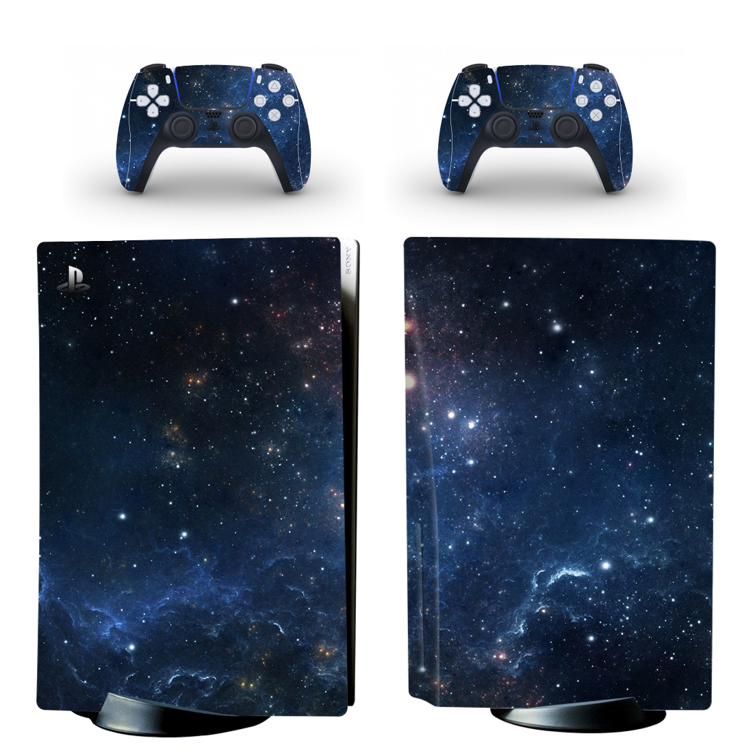 Night Sky With Stars And Clouds Console Skin Sticker And Controllers