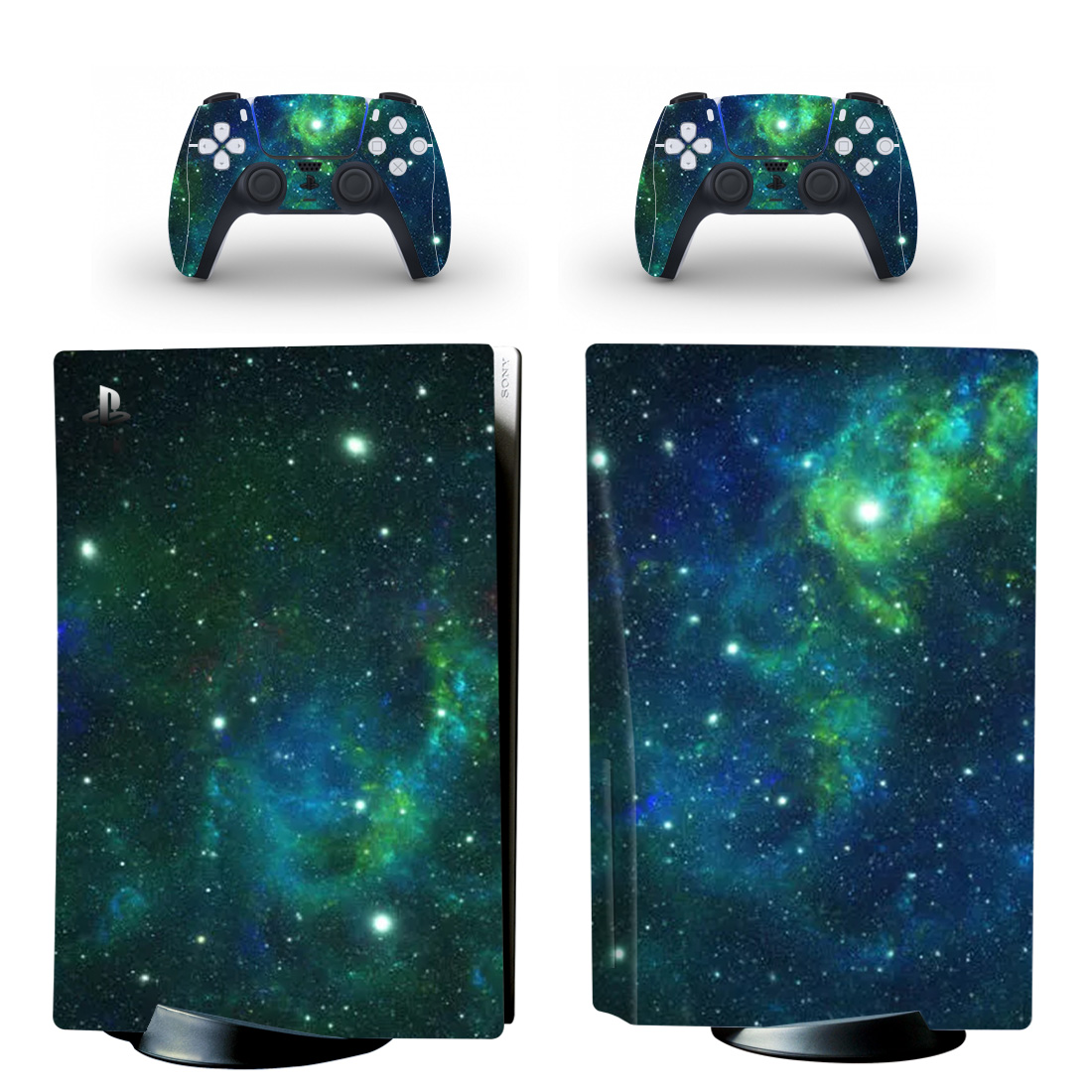 Blue Green Galaxy Space PS5 Skin Sticker Decal 