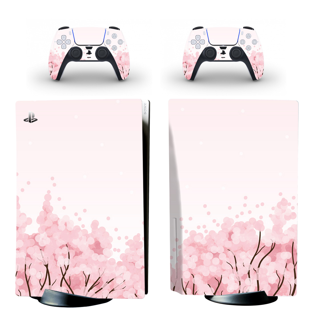 Pink Cherry Blossom Art PS5 Skin Sticker Decal