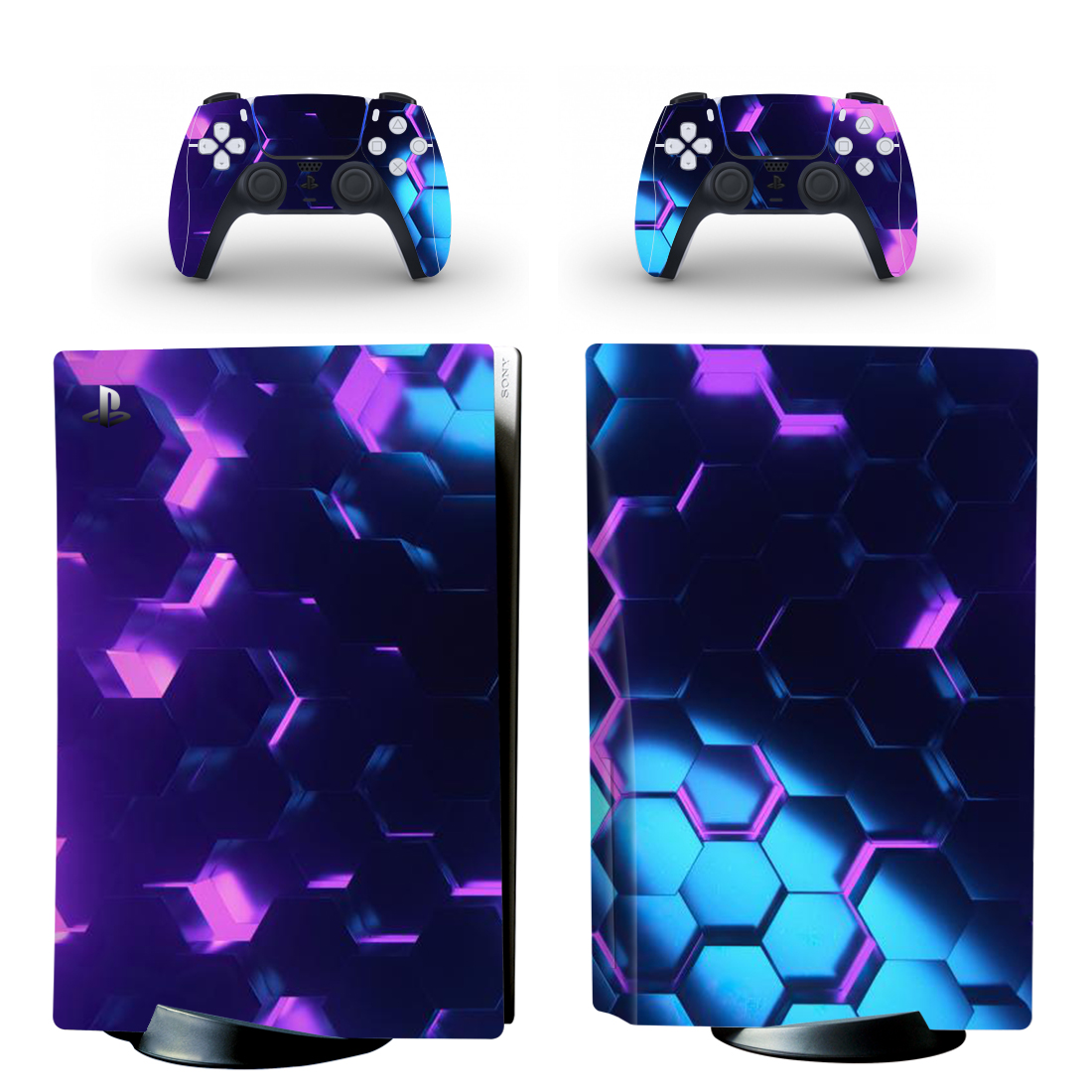 Neon Shiny Hexagon Pattern PS5 Skin Sticker Decal