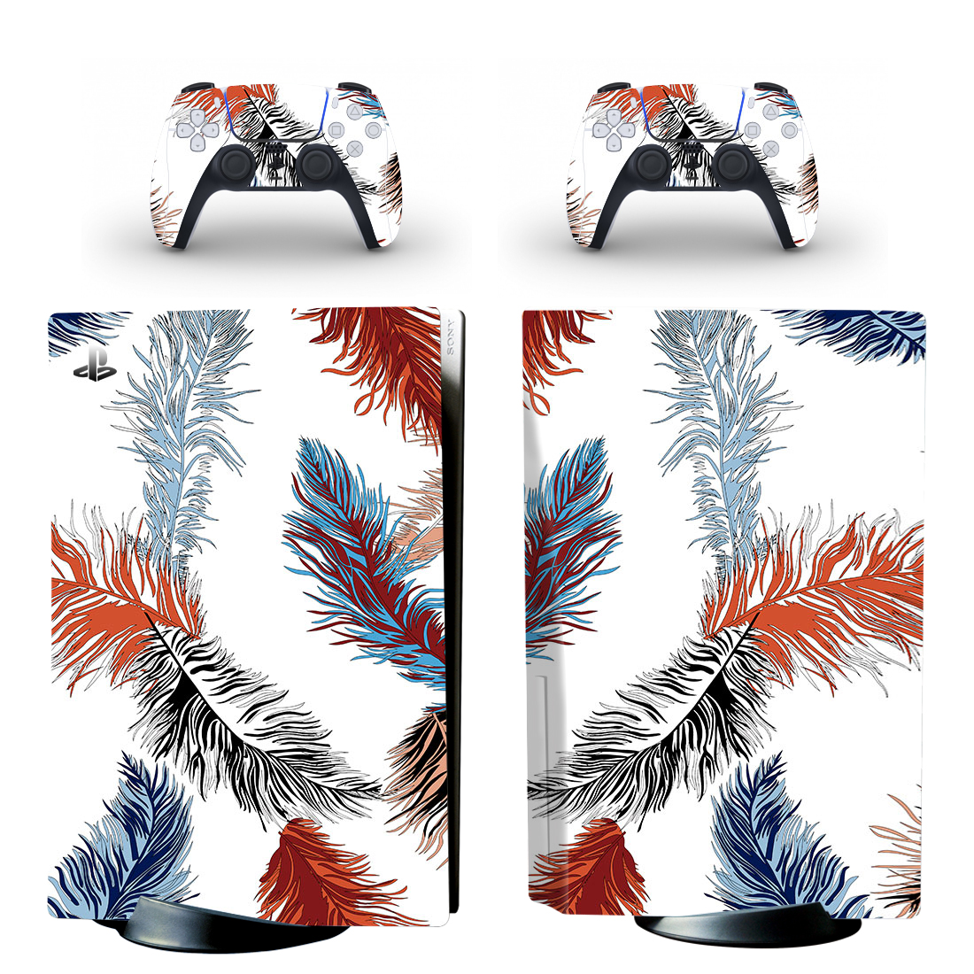 Colorful Feathers Drawing PS5 Skin Sticker 