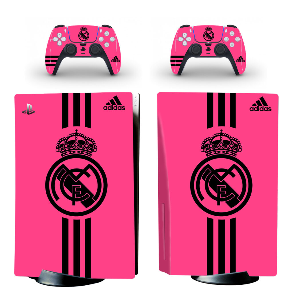 Pink Adidas And Real Madrid CF PS5 Skin Sticker - ConsoleSkins.co