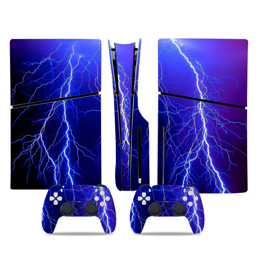 Blue Lightning Thunder Skin Sticker For PS5 Slim - ConsoleSkins.co